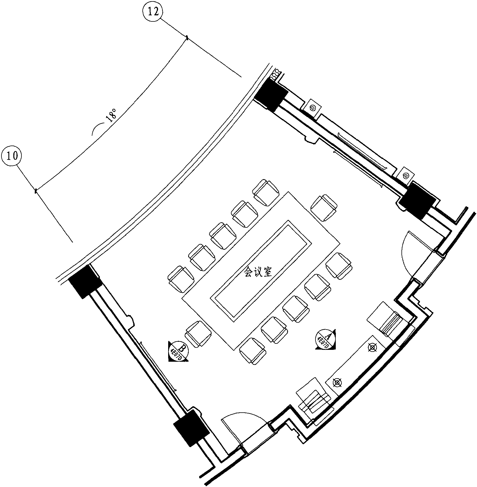 四层会议室平面布置图 1:100